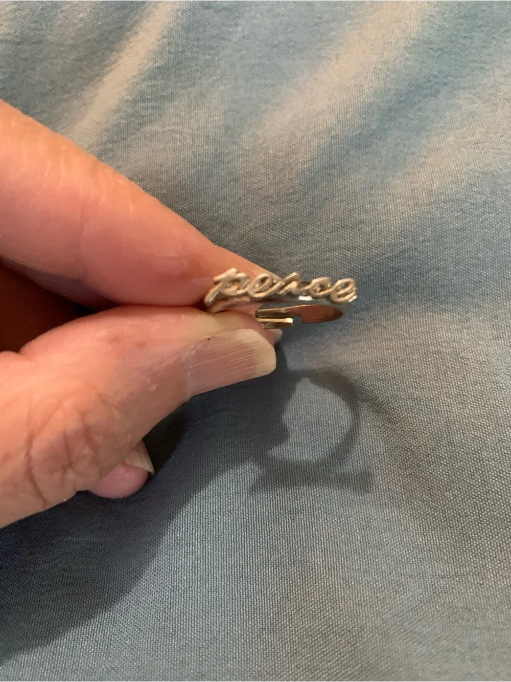 Silver 'Peace' Script Ring - Women’s Jewelry